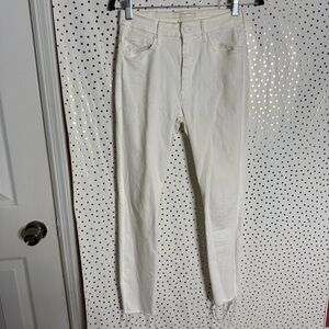 Mother High Waisted Looker Ankle Fray Women's White Jeans